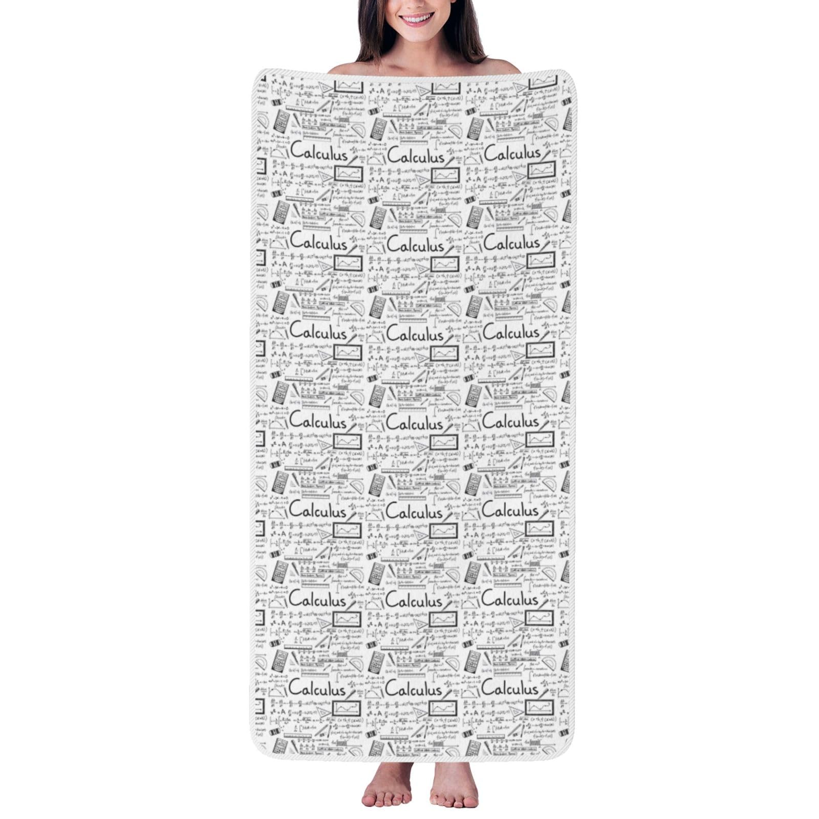 JBJGKHLP Math Geometry Geek Calculus Print Women Men Couples Coral Velvet Bath Towel Ultra-Soft For Home Bathroom Travel