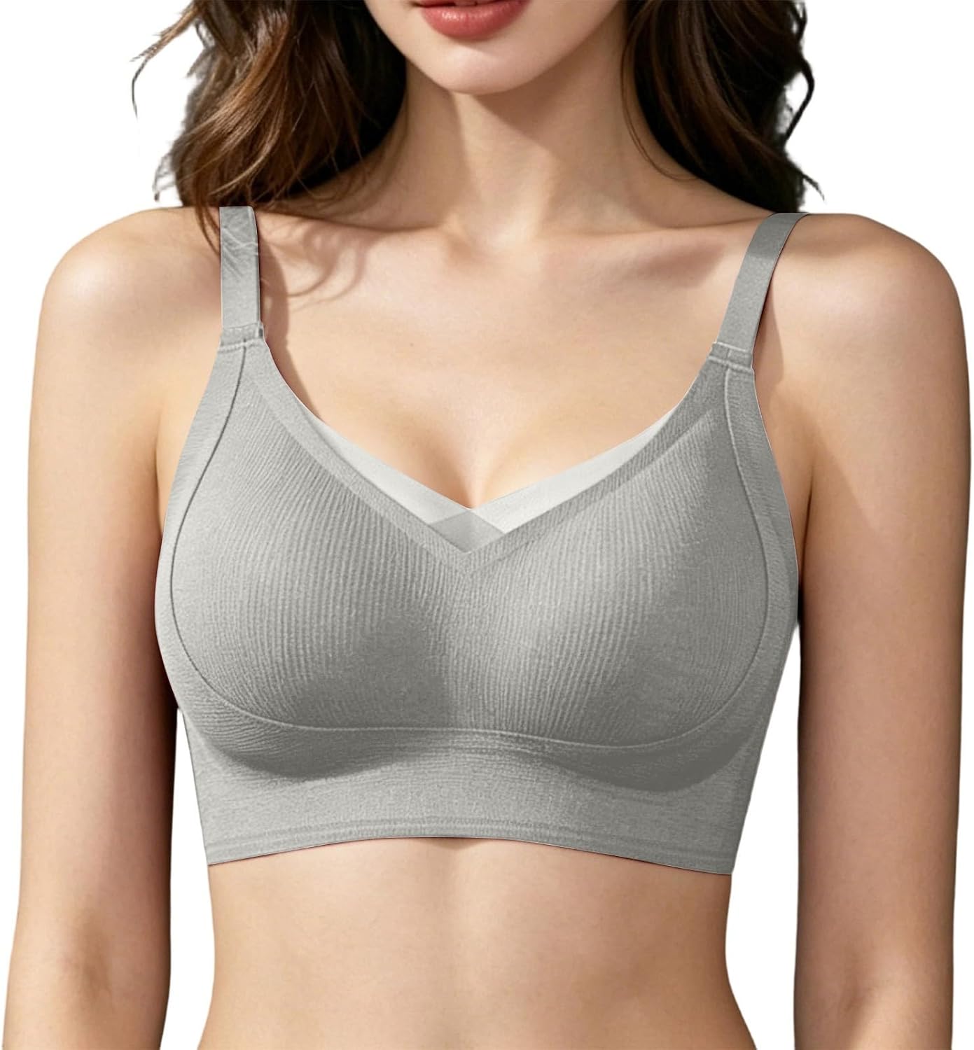 Bras for Women No Underwire Soft Supportive Comfortable Seamless Wireless Push Up Mesh Cross V Full Coverage Bra