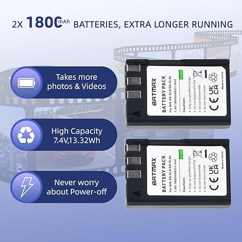 Miniatura 2 de Batmax Batería EN-EL9 (paquete de 2) y cargador dual USB compacto para cámaras Nikon EN-EL9, EN-EL9a y Nikon D40 D40x D60 D3000 D5000