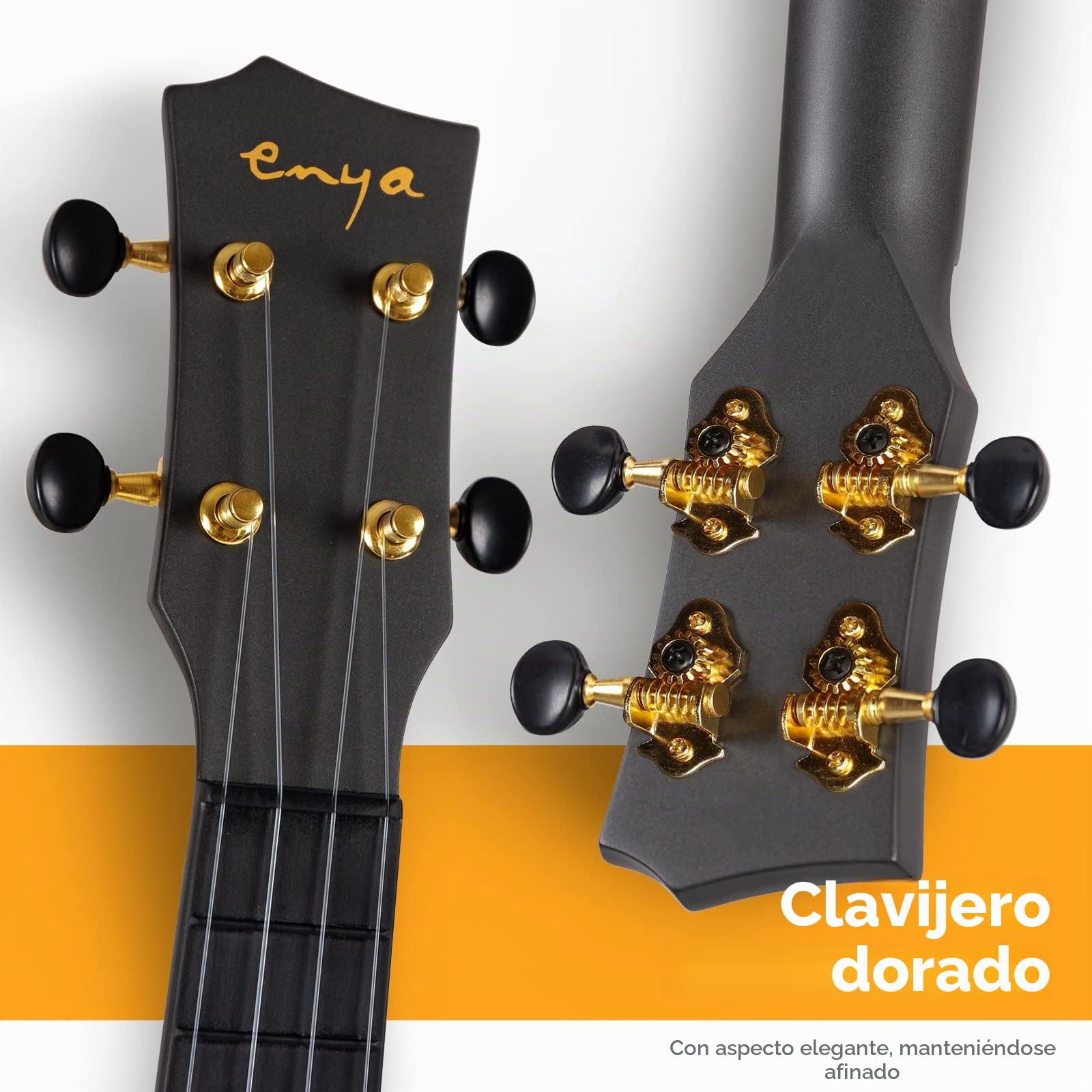 Ukelele Soprano Nova U Mini Simple 21 pulgadas – Ukelele de viaje de fibra de carbono – con kit para principiantes incluye estuche, correa, capo y cuerdas (negro)