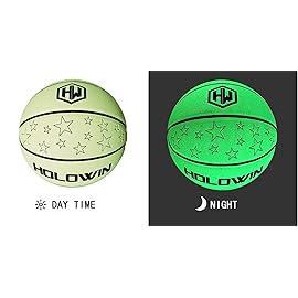 HW HOLOWIN Reflective Glowing Holographic Luminous Basket Ball for Night Game, Perfect HoloHoops Gifts Toys (Luminous Green, Size 7)