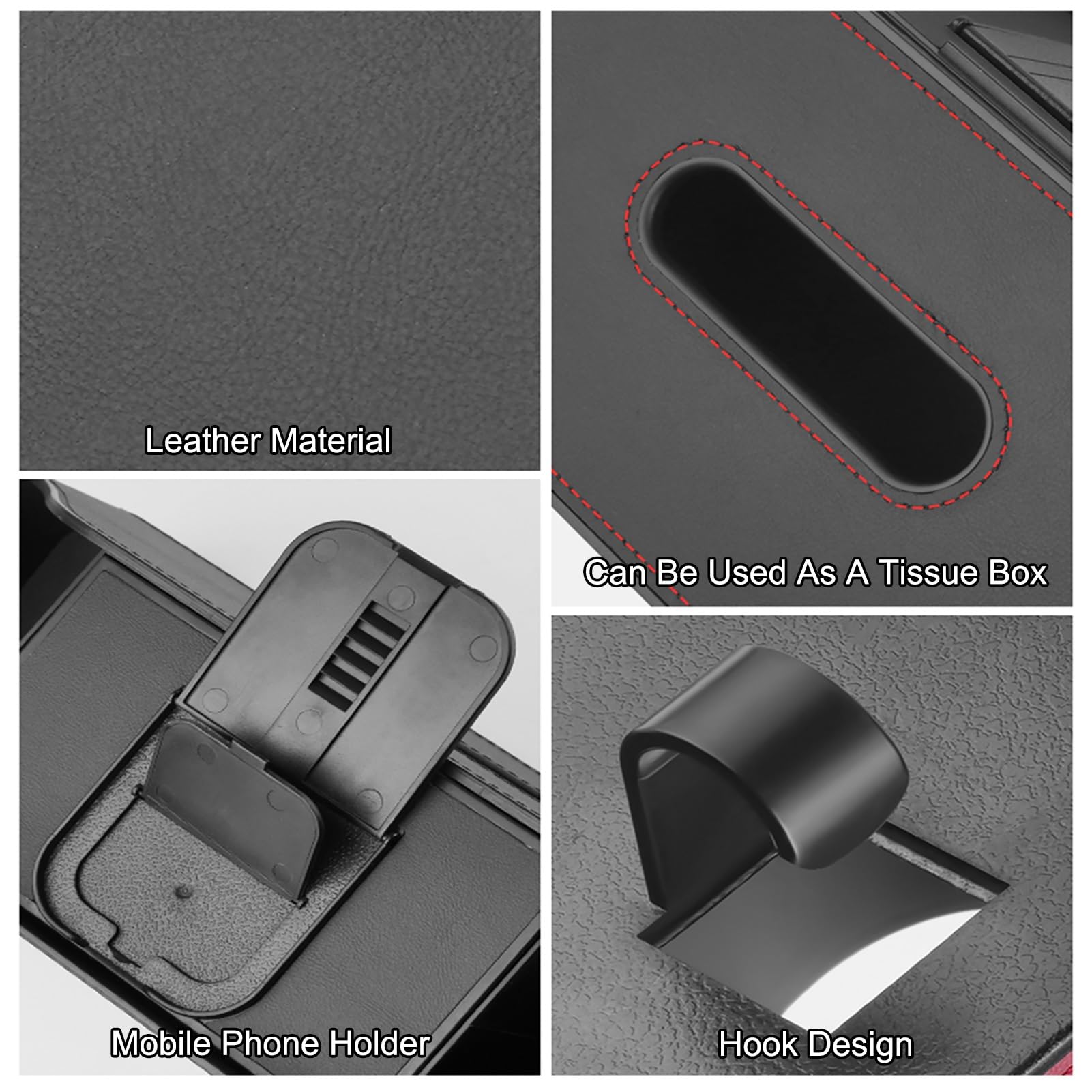 Getränkehalter for Autositztablett, Autositztablett for Lebensmittel, Kopfstützentablett for den Rücksitz, Autotisch mit Telefonhalter(Black)
