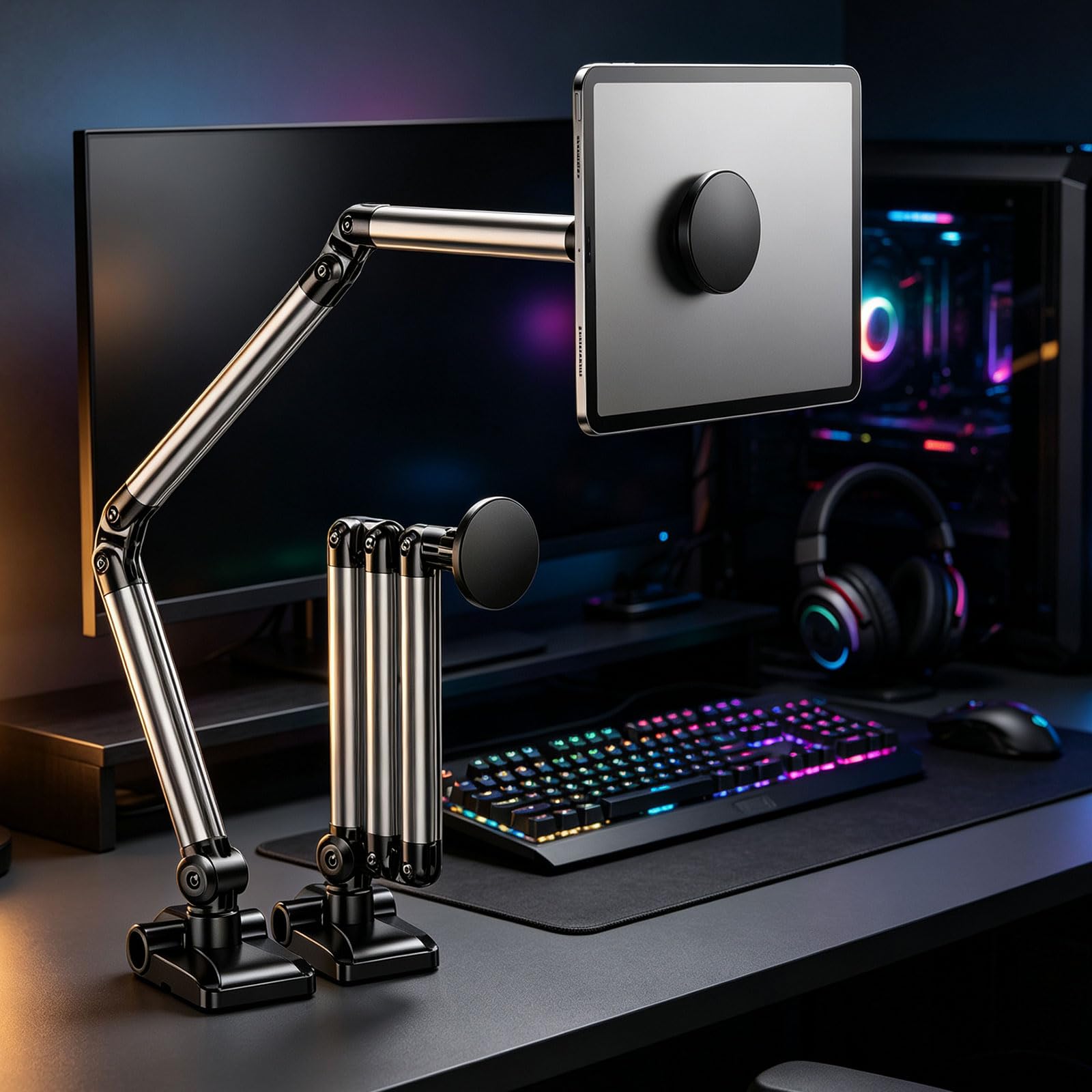 Supporto da scrivania per tablet in alluminio con visualizzazione