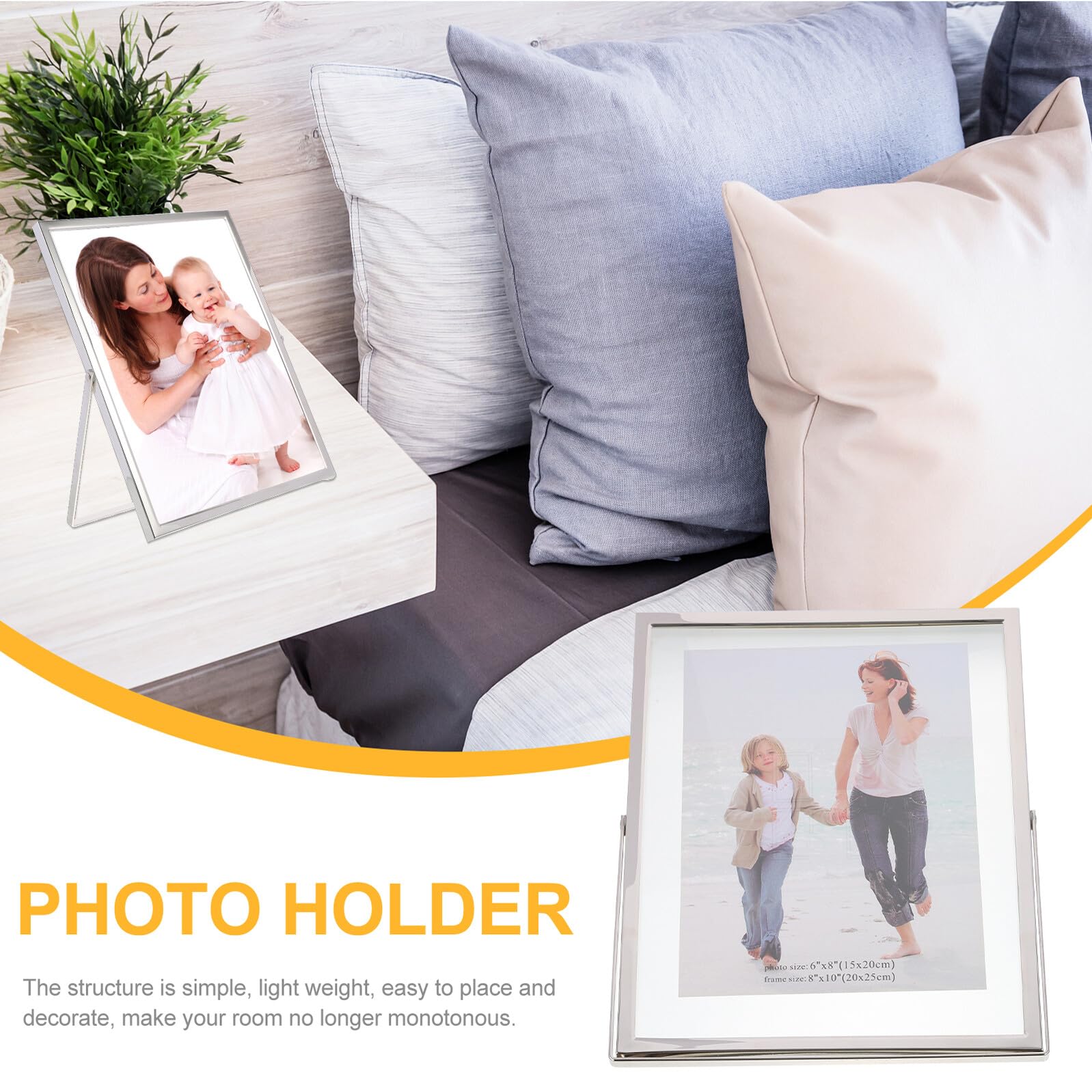 Einfacher Fotorahmen aus Glas mit Silbernem Metallrahmen Eleganter Bilderrahmen zur Fotopräsentation und Heimdekoration Tischbilderrahmen für Bilder und Gemälde