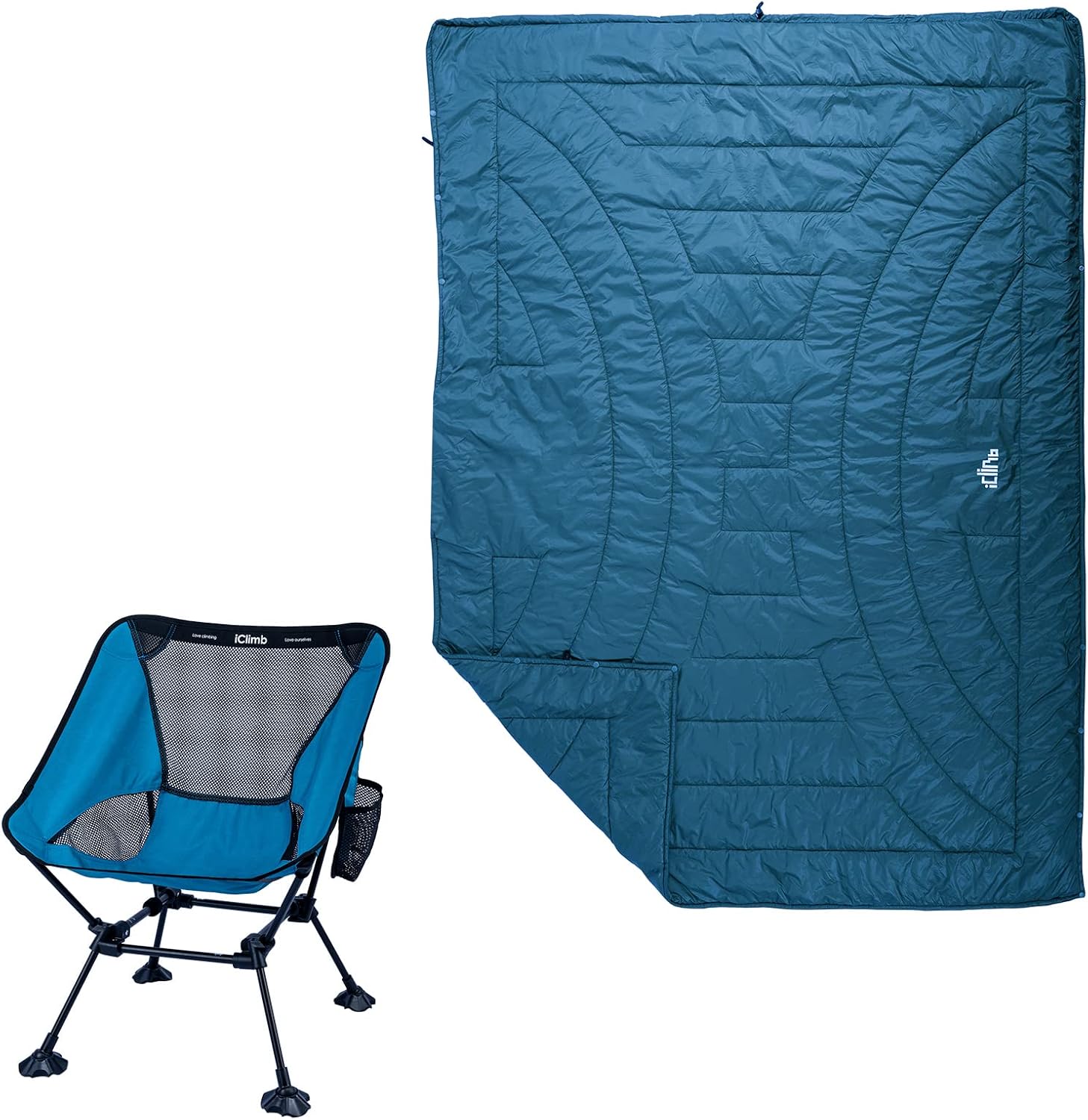 iClimb 1 3M Thinsulate Insulation Warm Blanket and 1 Anti-Sinking Large Feet Chair Bundle, Ultralight Compact for Solo Adult Outdoor Backpacking Hiking Camping Beach Concert