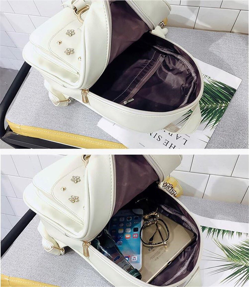 [Yangelo] 3点セット リュックサック ショルダーバッグ　カードケース　革　可愛い　クマ　花柄　大容量 防水 通学 遠足 ハ