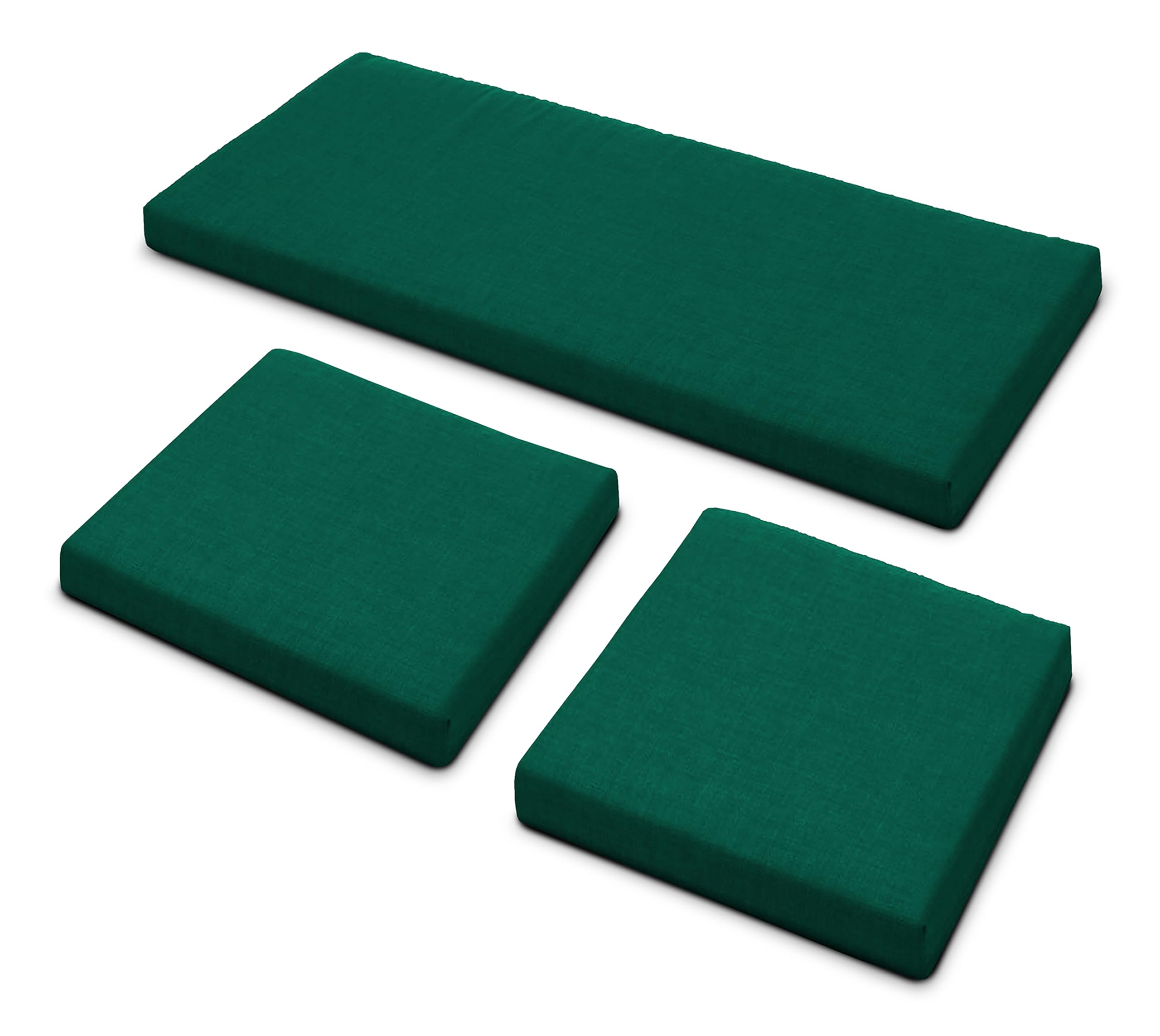Sapphire Collection 3 Pieces Replacement Cushions Set for Rattan Chairs Sofa Patio Garden Outdoor Furniture - Water Resistant, Lightweight, and Durable - Multiple Colors Available (Green)