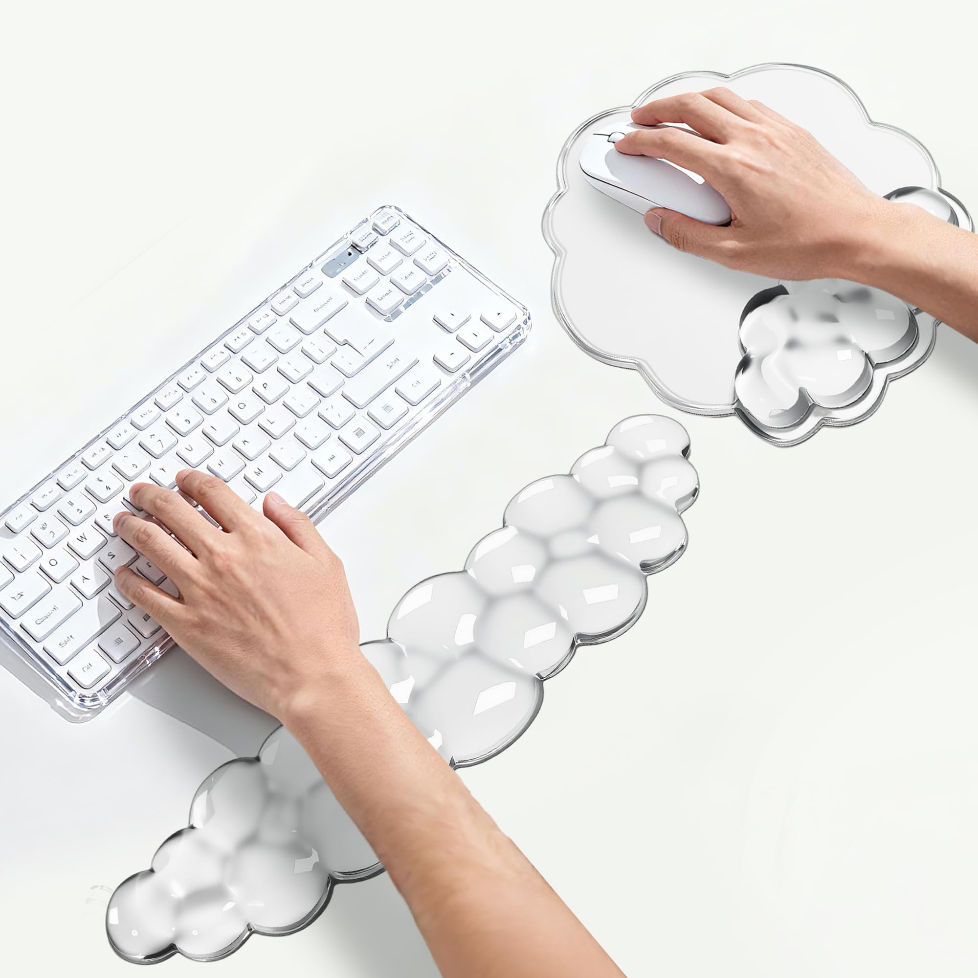 Keyboard Wrist Rest Set Ergonomic Cloud Gel Wrist Rest Keyboard and Mouse Pad Non-Slip Desk Accessories for Office