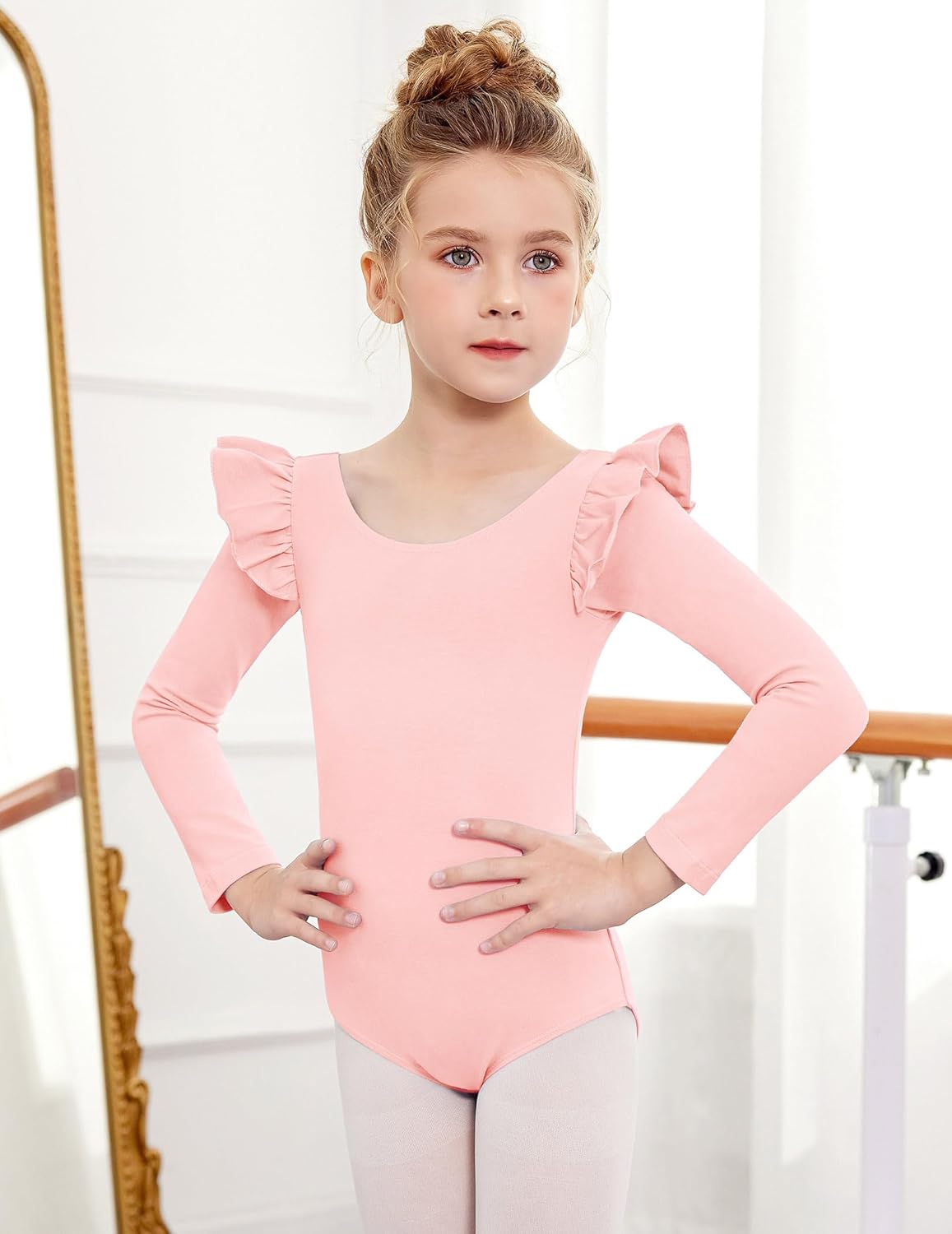 Arshiner Ruffle Long Sleeve Leotard for Girls Ballet Leotards Low Back Gymnastic Dance Outfits for Toddler - Image 4