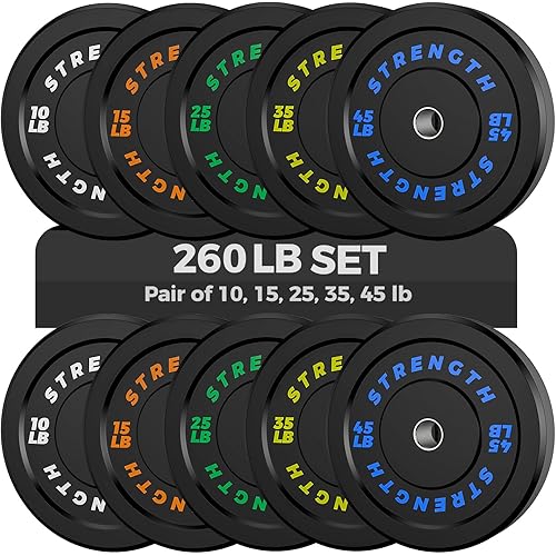 Olympic Rubber Bumper Weight Set - 2 Inch Barbell Plates for Home Gym Strength Training