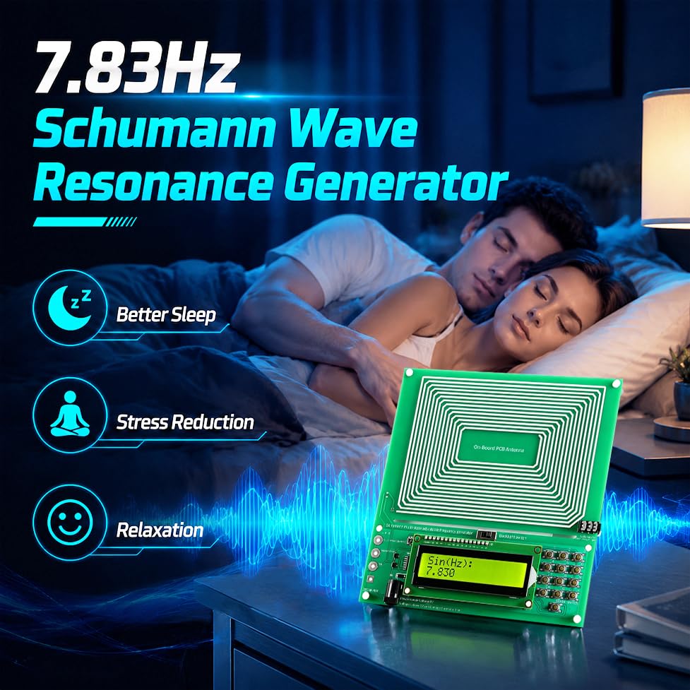 7,83 Hz Schumann Frequenz Generator, Einstellbare Frequenz 0,001 Hz bis 200 kHz, Frequenzgenerator Gerät mit LCD Display & USB, Tragbarer Resonanzgenerator für Schlafzimmer & Büro