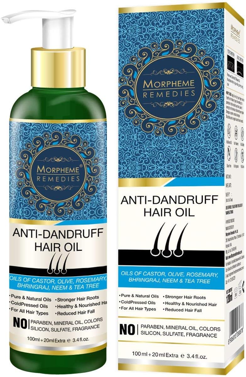 Morpheme RemediesAnti Dandruff Hair Oil (With Olive, Bhringraj, Castor, Neem, Tea Tree Oils) - 120ml