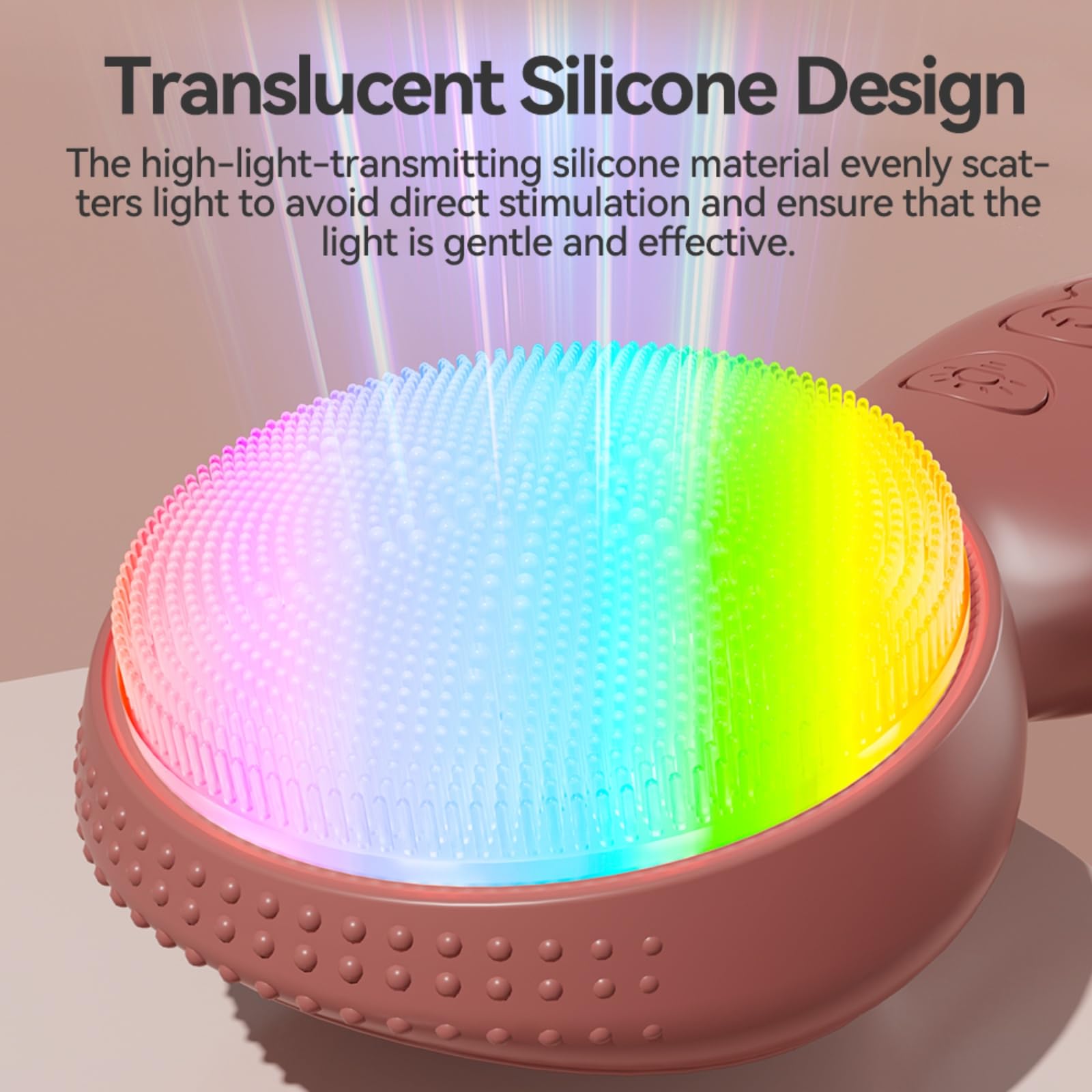 Colorido cepillo de silicona LED para lavado facial, limpiador facial con vibración sónica con sensación de calor, 3 modos y mango ergonómico, cepillo eléctrico impermeable para el cuidado de la piel