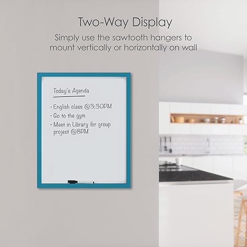 Miniatura 4 de Mikasa Pizarra blanca enmarcada verde azulado, incluye 1 marcador, 21 x 17 pulgadas