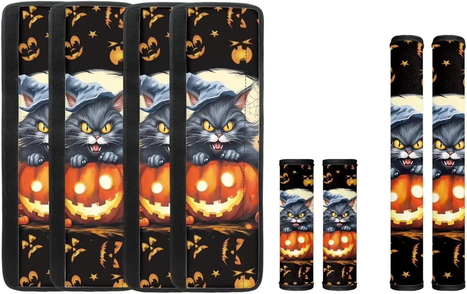 Gomyblomy Cat & Pumpkin 8 Piece Appliance Handle Protective Cover, Halloween Theme Refrigerator Door Handle Cover, Non-Slip Handle Decorative Cover for Refrigerator, Microwave, Stove, Dishwasher