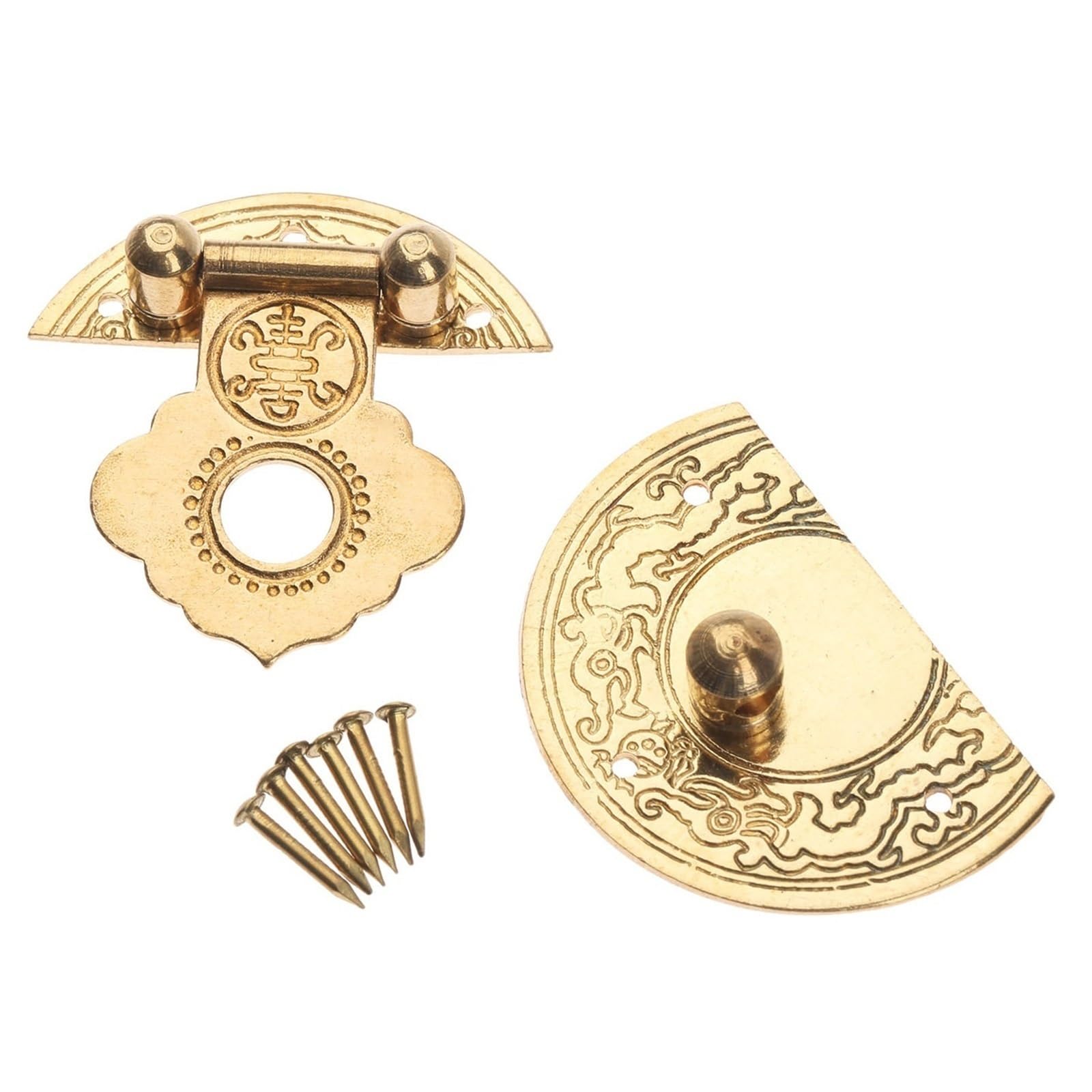 Shundeed One Color 2Pcs Antique Box Hasp Latch, Brass Lock, Suitable For Jewelry Box Suitcase Buckle Clip Furniture Hardware 36 Mm.