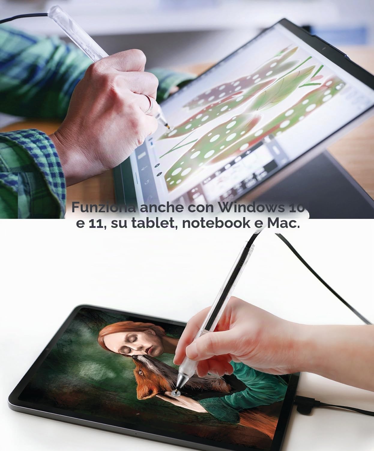 SonarPen (USB C): Penna stilo sensibile alla pressione senza batteria, compatibile con iPad/iPhone/Android/Mac/PC Windows e Switch. con pulsante di reiezione del palmo e pulsante di scelta rapida