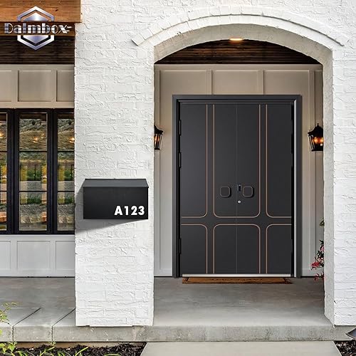 Miniatura 8 de Dalmbox Buzón de pared grande para poste de acero galvanizado a prueba de óxido para exterior o casa de pueblo, estilo horizontal, negro, 15.7 x 4.3