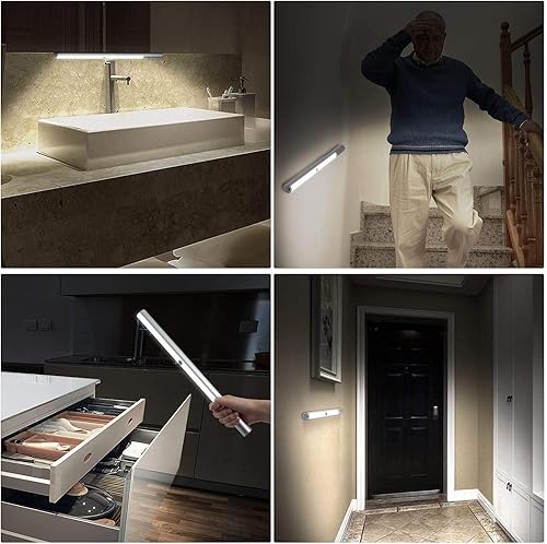 Miniatura 8 de BLS - Paquete de 6 luces con sensor de movimiento para interiores + 1 paquete de luces LED T401 para armario, funciona con pilas, iluminación