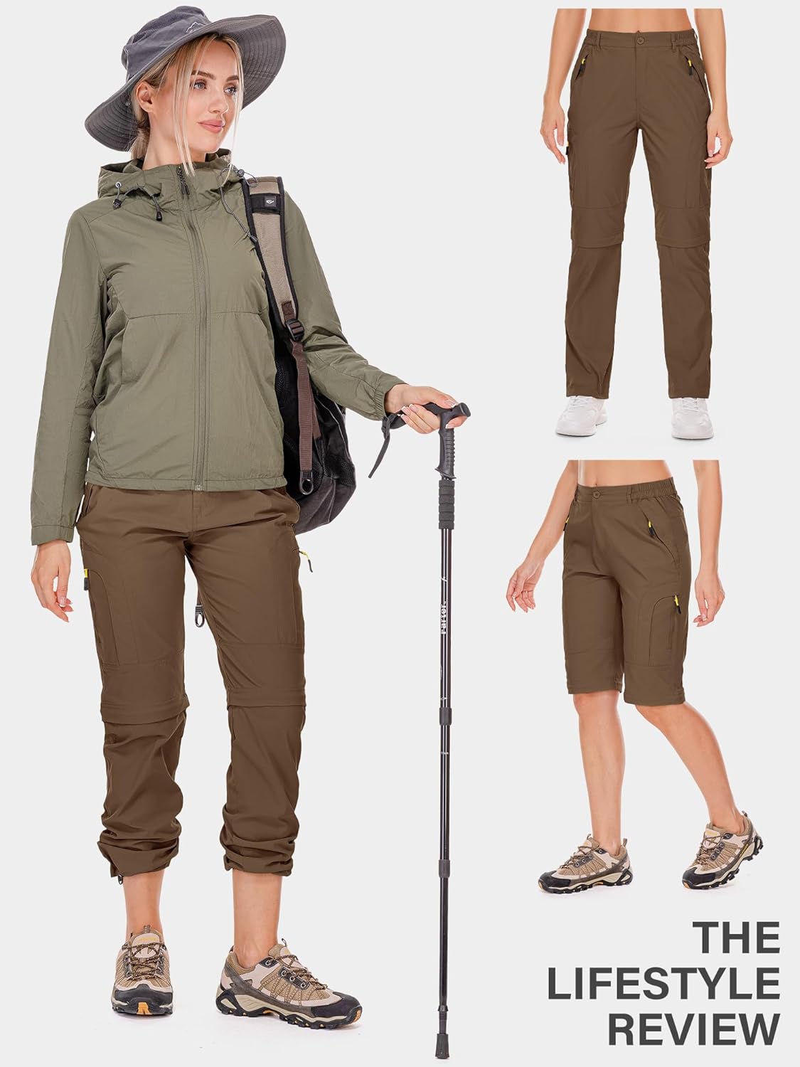 Women's Hiking Pants Convertible Quick Dry Stretch Lightweight Zip-Off Outdoor Fishing Travel Safari Pants - Image 7