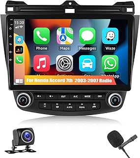 for Honda Accord 7th 2003 2004 2005 2006 2007 Radio, Android 11 Car Stereo with Apple Carplay Android Auto Mirror Link, 10 Inch Car Radio with Bluetooth EQ, GPS, WiFi + AHD Backup Camera & MIC 1+32G