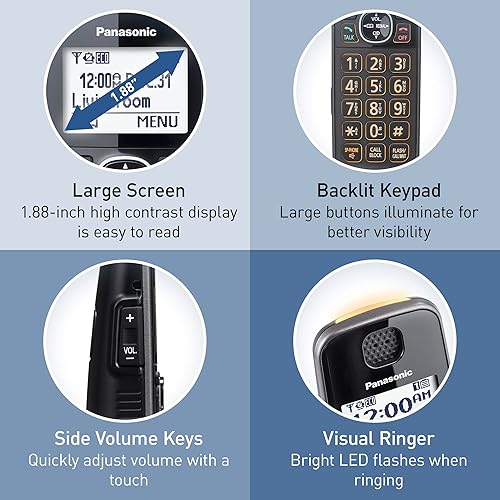 Miniatura 3 de Panasonic KX-TGE632M - Teléfono inalámbrico con contestador automático, bloqueo de llamadas automatizado, fácil de usar, 2 teléfonos (color negro