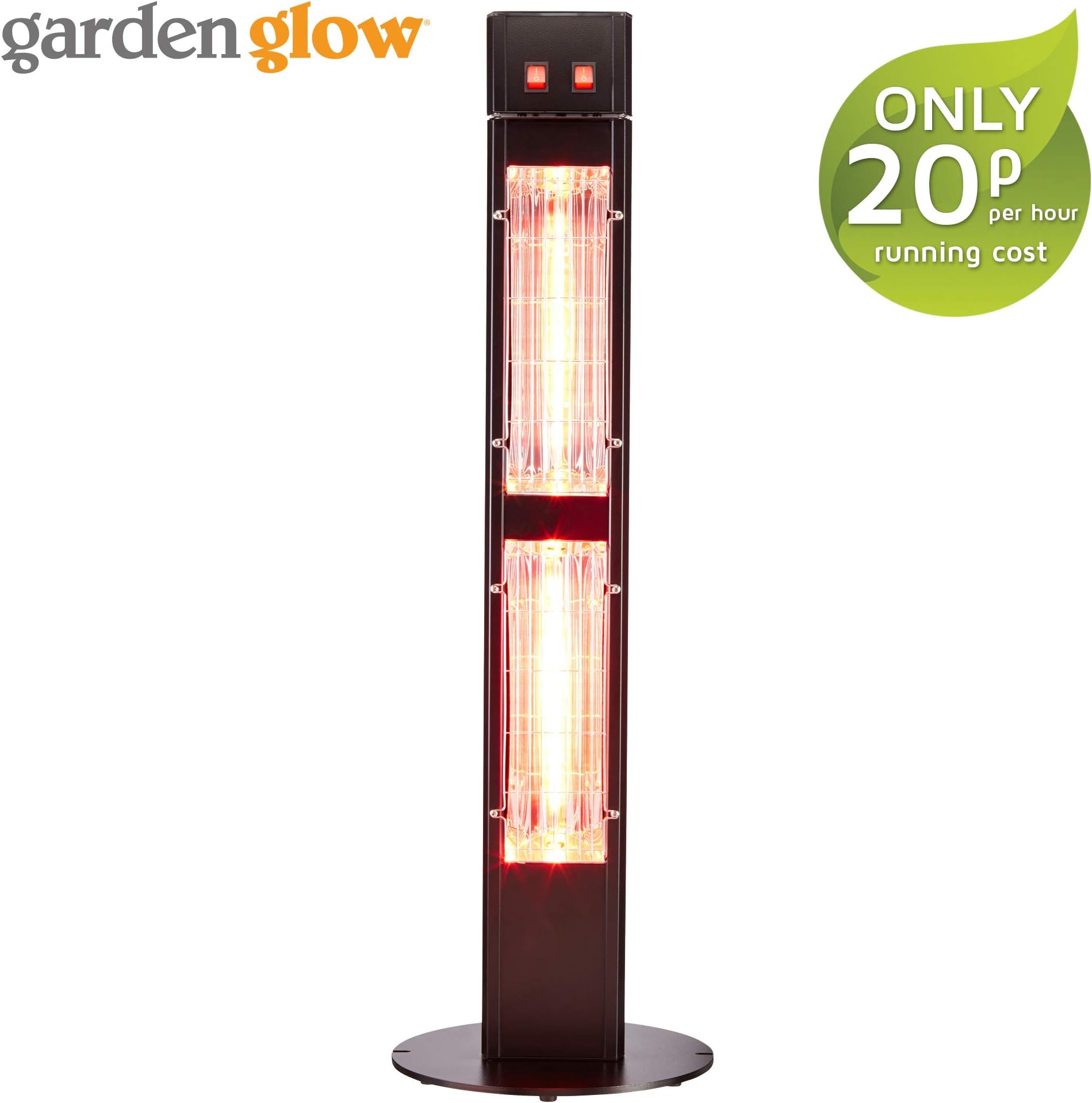 Garden Glow Freestanding Patio Heater 3000W Electrical Outdoor/Indoor Dual Setting (Black)