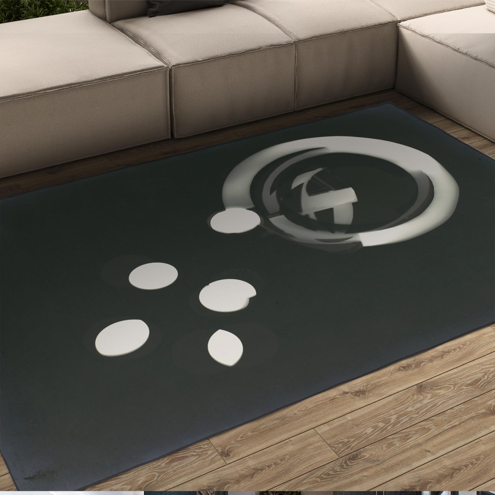 Czarno-białe cienkie dywaniki pasujące pod drzwiami abstrakcyjny okrągły wzór lekki dywan do kuchni piwnicy na zewnątrz dywan na taras 180 x 240 cm