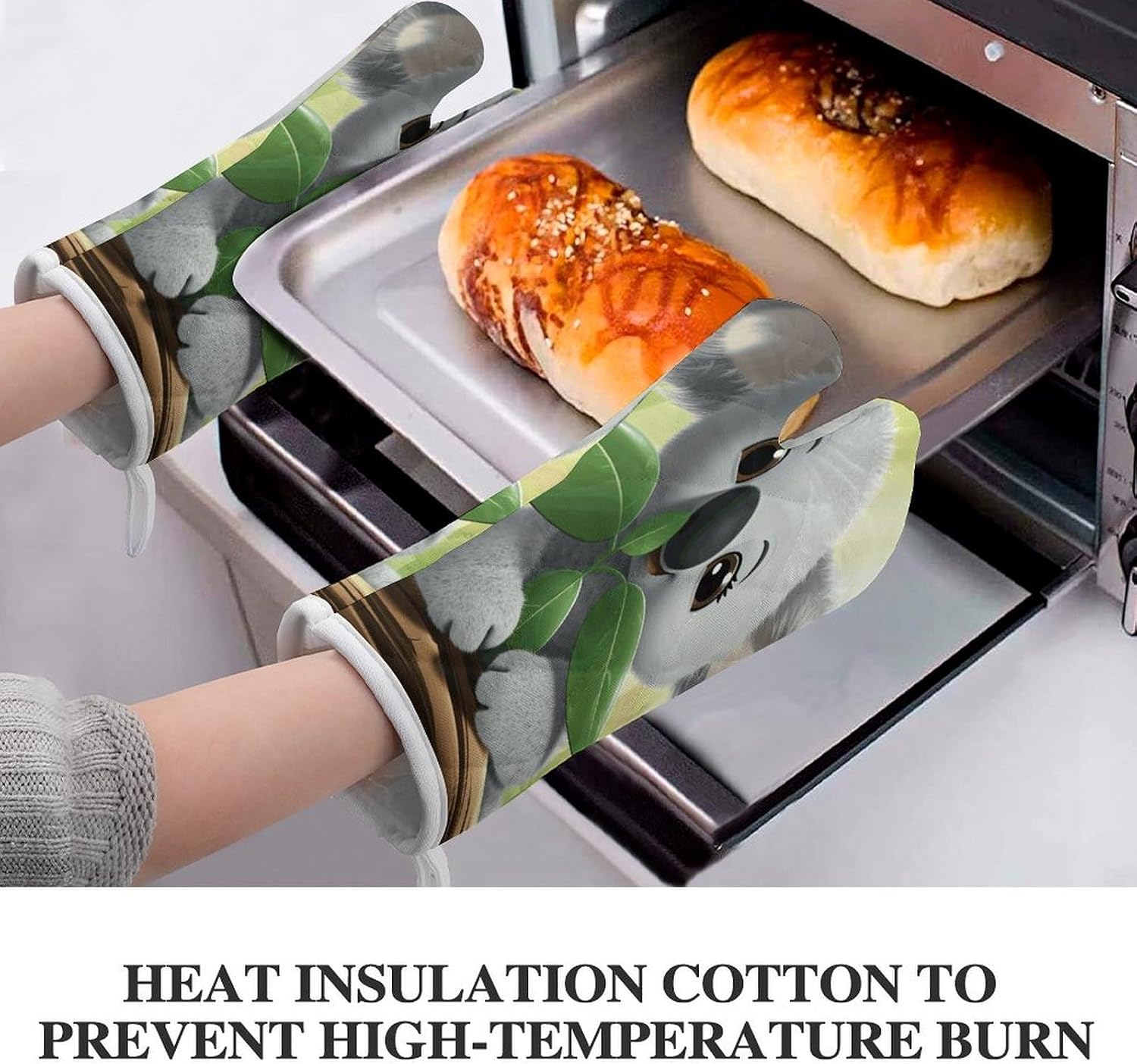 2 Pcs Oven Mitts Heat Resistant Kitchen Gloves Soft Safety Koala Oven Glove for Microwave, Barbecue