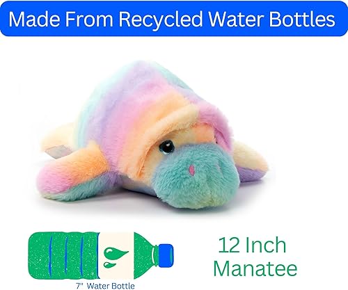 Miniatura 7 de The Petting Zoo Peluche de manatí, animales Ombrez, juguete de peluche de manatí arcoíris, 12 pulgadas