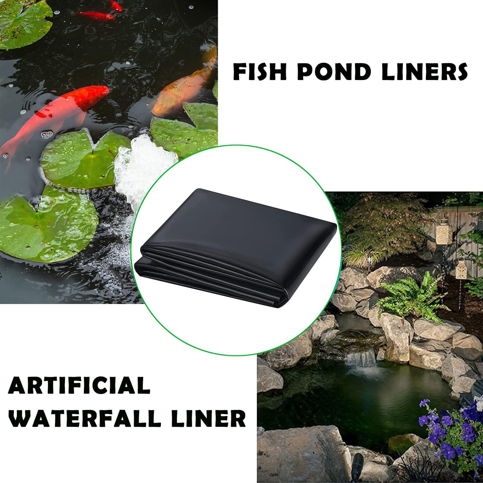 3m x 4m Telo per Laghetto Nero in PVC - Resistente Telo Laghetto HDPE, Fodera Laghetto Flessibile per Piscina Giardino per Laghetti, Fontane, Giardini Acquatici e Cascate