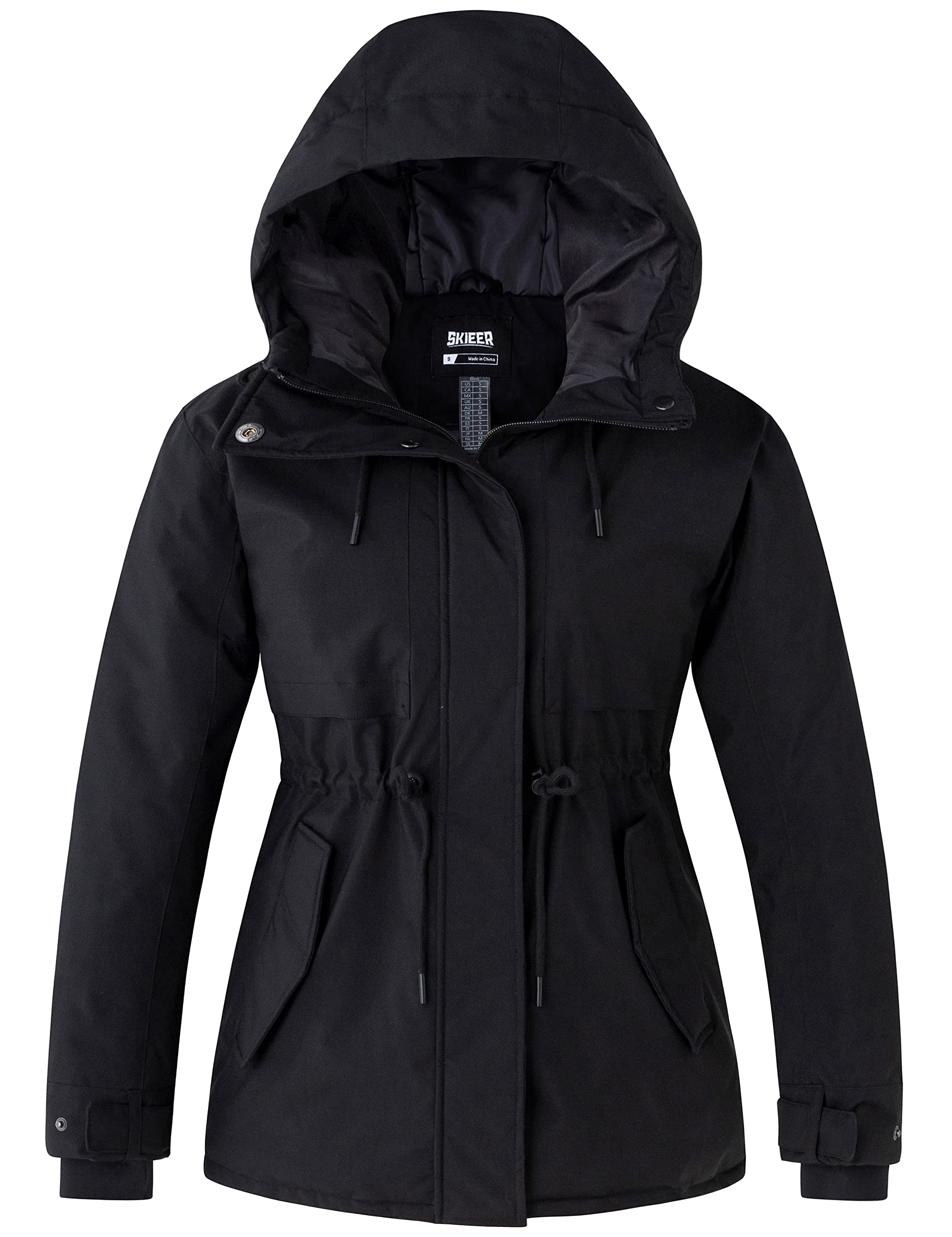 Skieer Women's Waterproof Ski Jacket Hooded Fleece Winter Jacket Warm Snow Coat