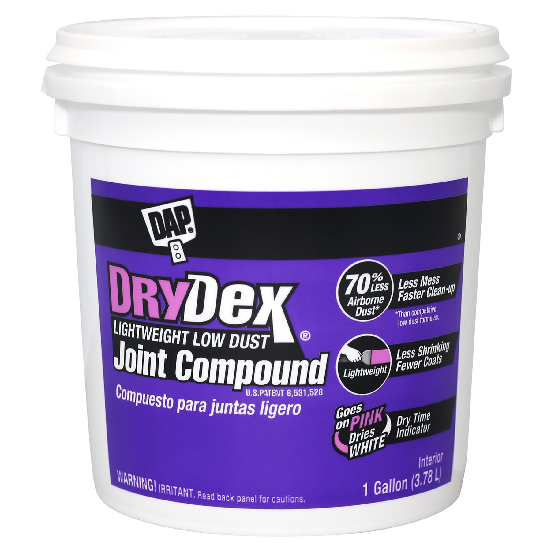 DAP DryDex Lightweight Low Dust Joint Compound, Pink/White, 1 Gal (7079810120)