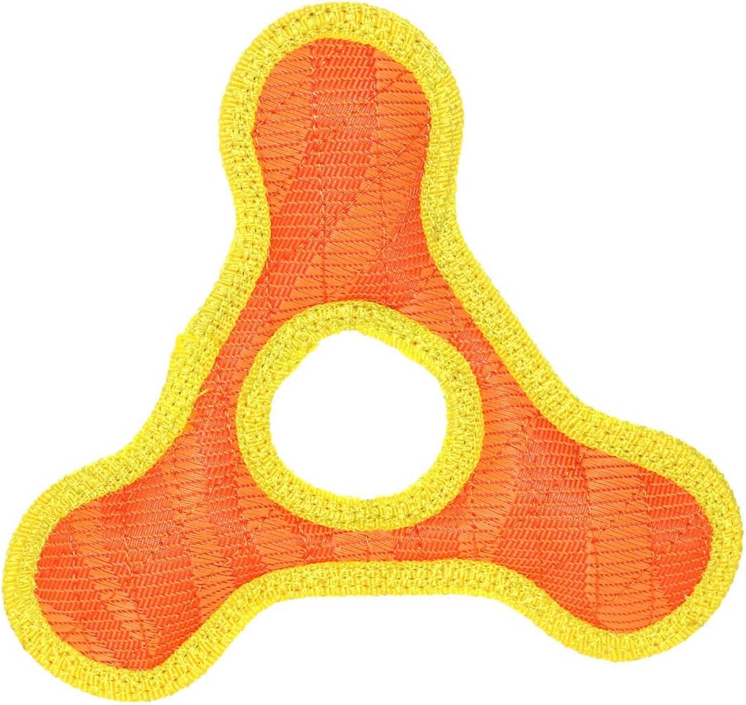 DURA FORCE - Durable Woven Fiber Dog Toy - Multiple Layers. Made Durable, Strong & Tough. Interactive Play (Tug, Toss & Fetch). Machine Washable & Floats (Triangle Ring Orange, Jr 2 Pack)