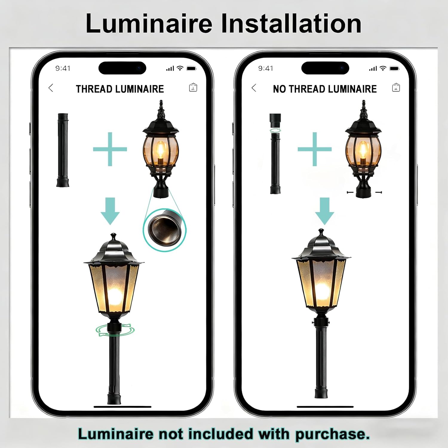 79" Black Cast Aluminum Street Light Pole, 4-Section Adjustable Lamp Post with Threaded Knob Connection & 3" Universal Adapter Cap For Outdoor Porch, Patio, Yard, Garden, Driveway (Light Not Included)