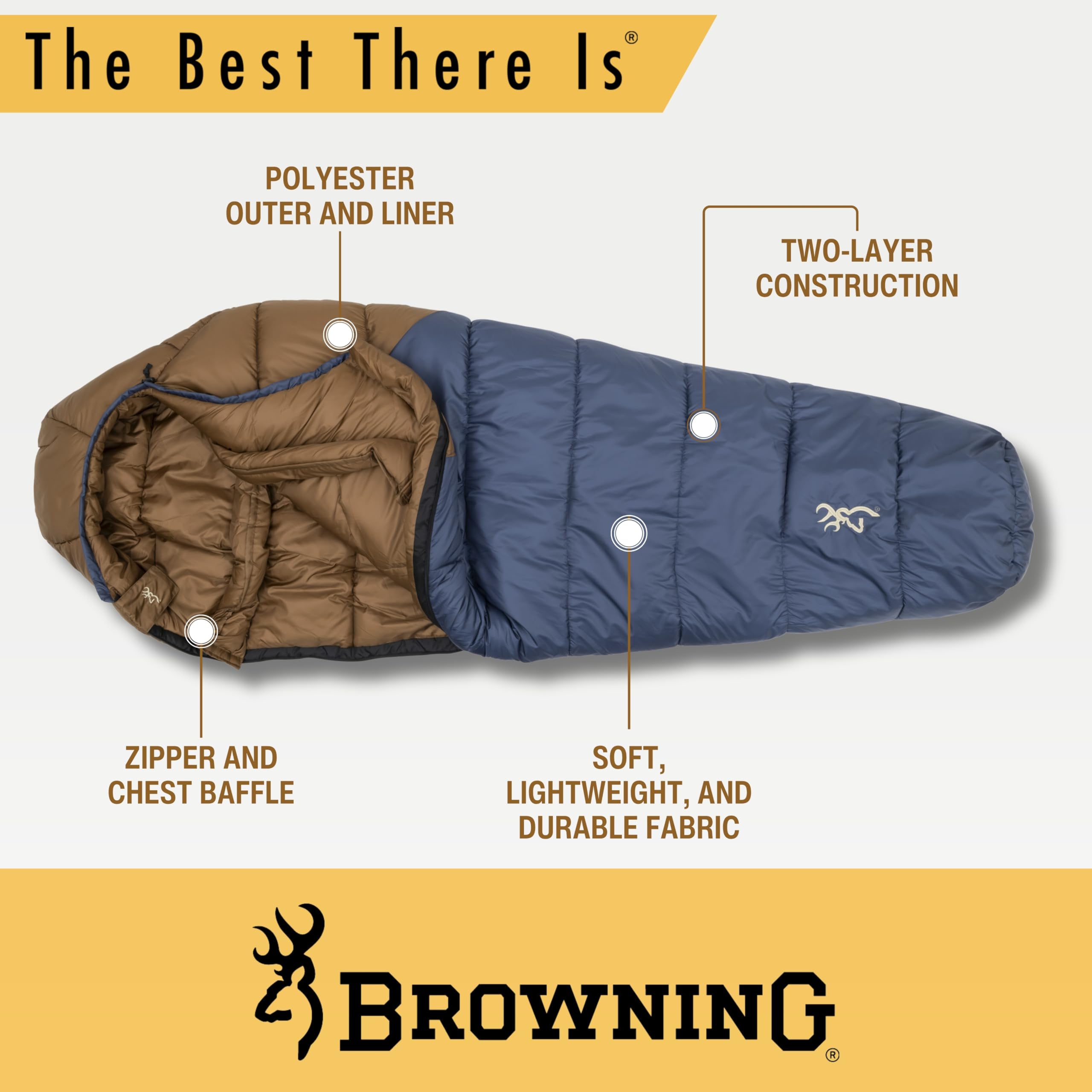 Browning Entdecken Sie den Schlafsack – Mumienschlafsack für extrem kaltes Wetter mit TechLoft-Silber-Isolierung, Zugkragen und strapazierfähiger Schale für Winter-Camping, Rucksackreisen und