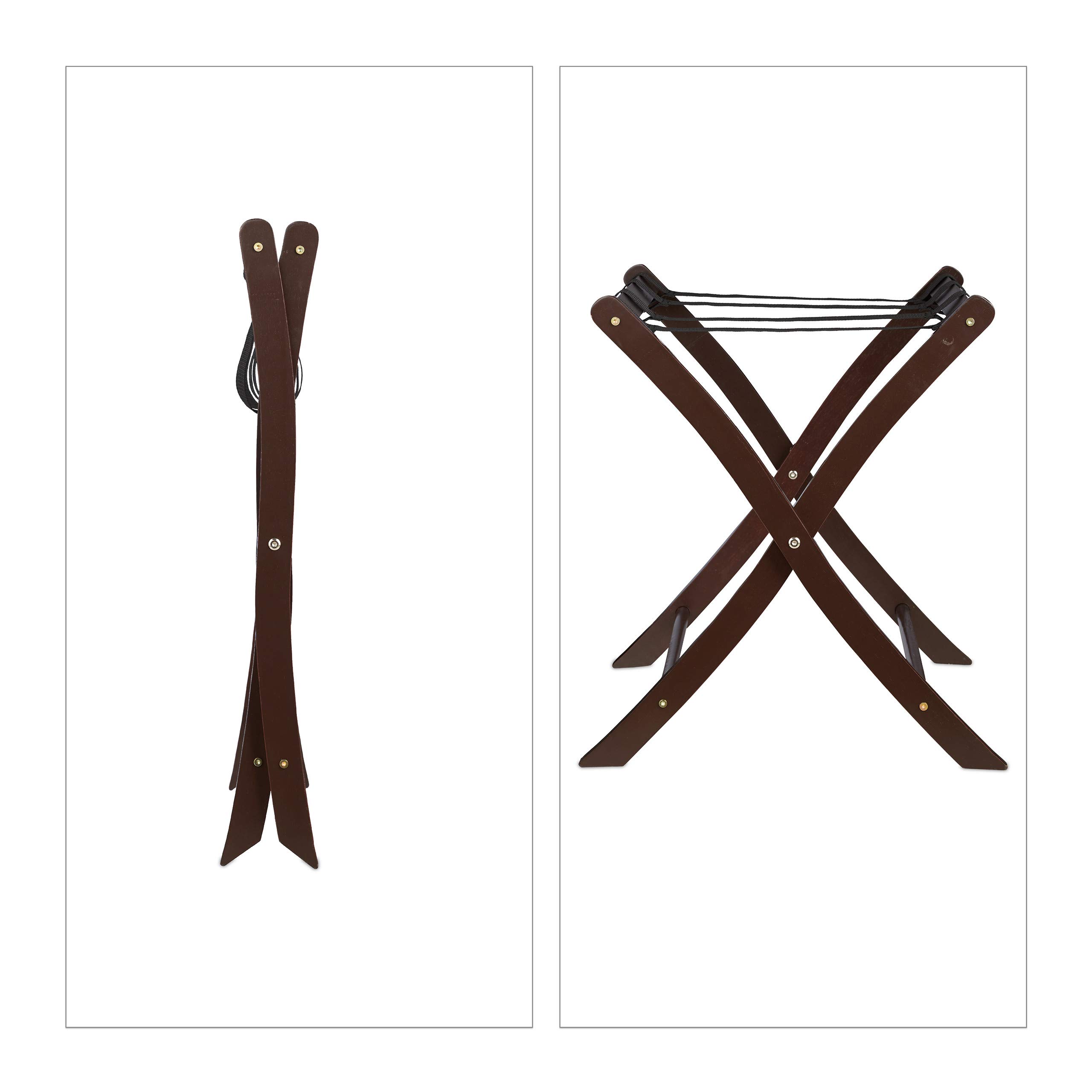 Relaxdays Portavaligie Pieghevole, Scaffale in Legno, Cavalletto Reggivaligie, HxLxP: 52,5 x 66,5 x 48 cm, Marrone