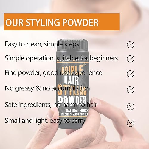 Miniatura 3 de Polvo de peinado de aspecto natural para hombre polvo de peinado de agarre fuerte para hombres polvo de cabello flexible para hombres acabado mate