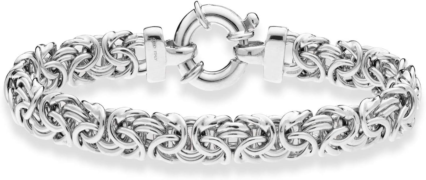 Miabella Italian 925 Sterling Silver, 18K Gold Plated 9mm Byzantine Bracelet for Women, Handmade in Italy - Image 2