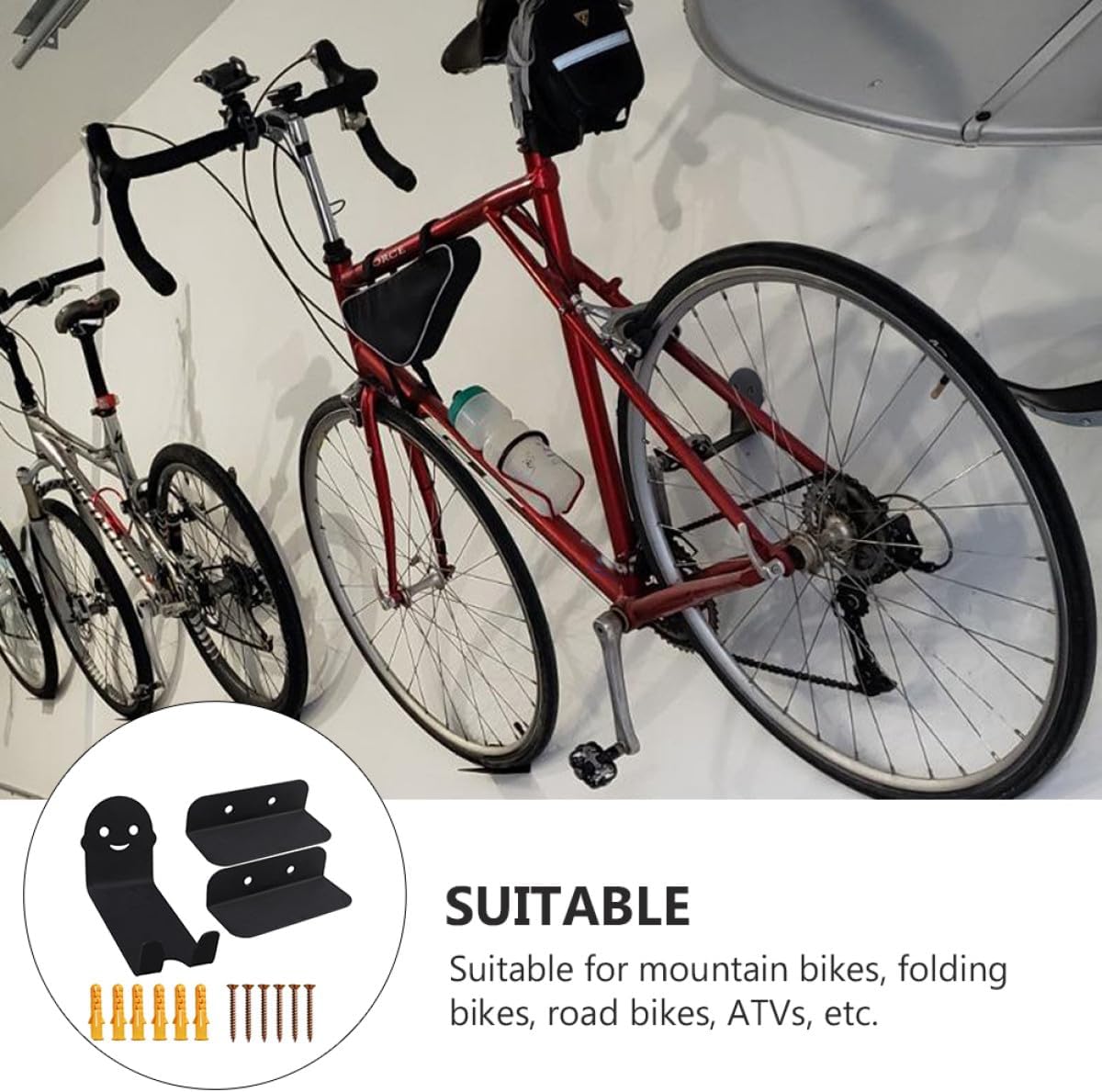 Bike Storage Hanger Wall Mount Rack Triangular Structure 3pcs Set Indoor Bike Hanging Holder