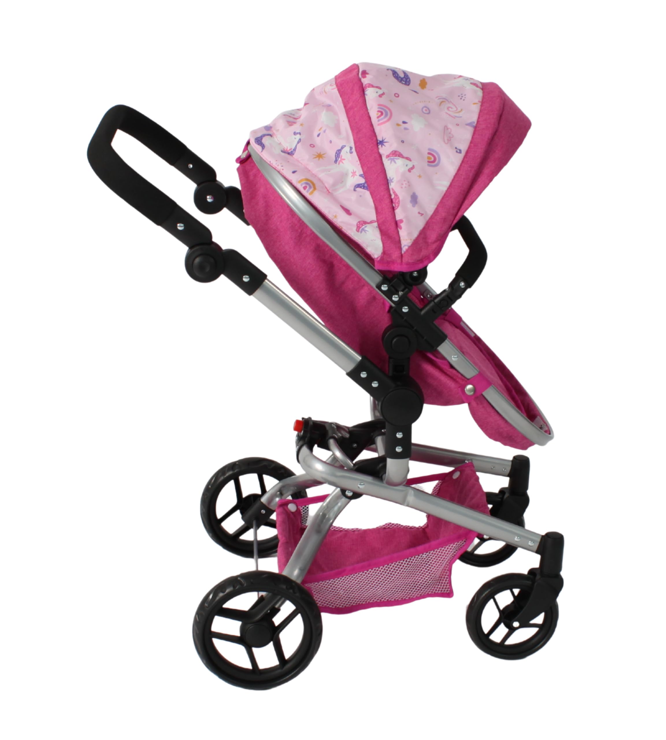 Bayer Chic 2000 - Passeggino per bambole Yolo 2 in 1 da 3 a 8 anni, passeggino per bambole fino a 52 cm, unicorno rosa