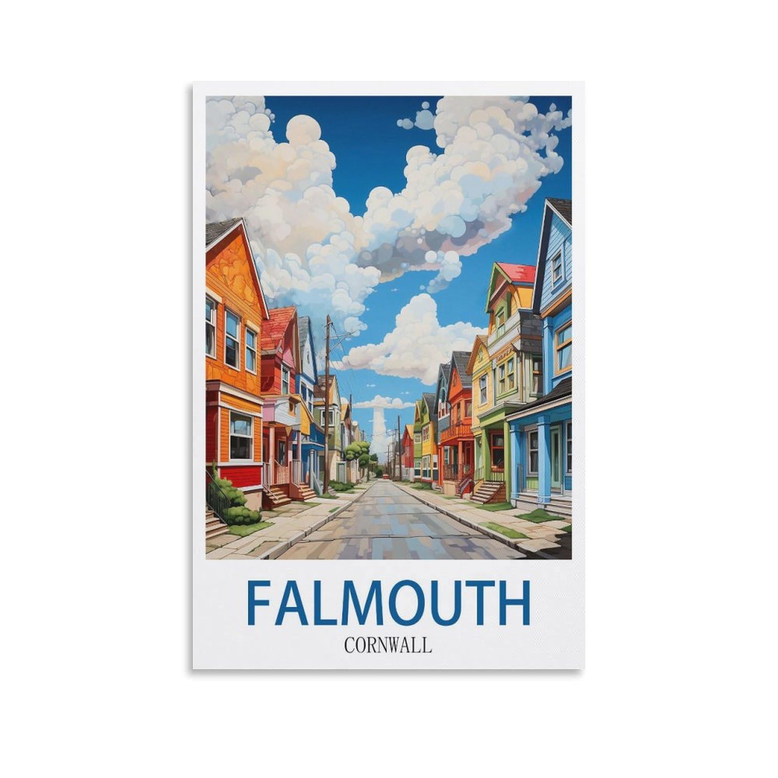 EZMLFA 5D Diamond Art Kits for Beginner,Falmouth Cornwall,Diamond Art House DIY Diamond Art Kits for Home Wall Decor 40x40cm
