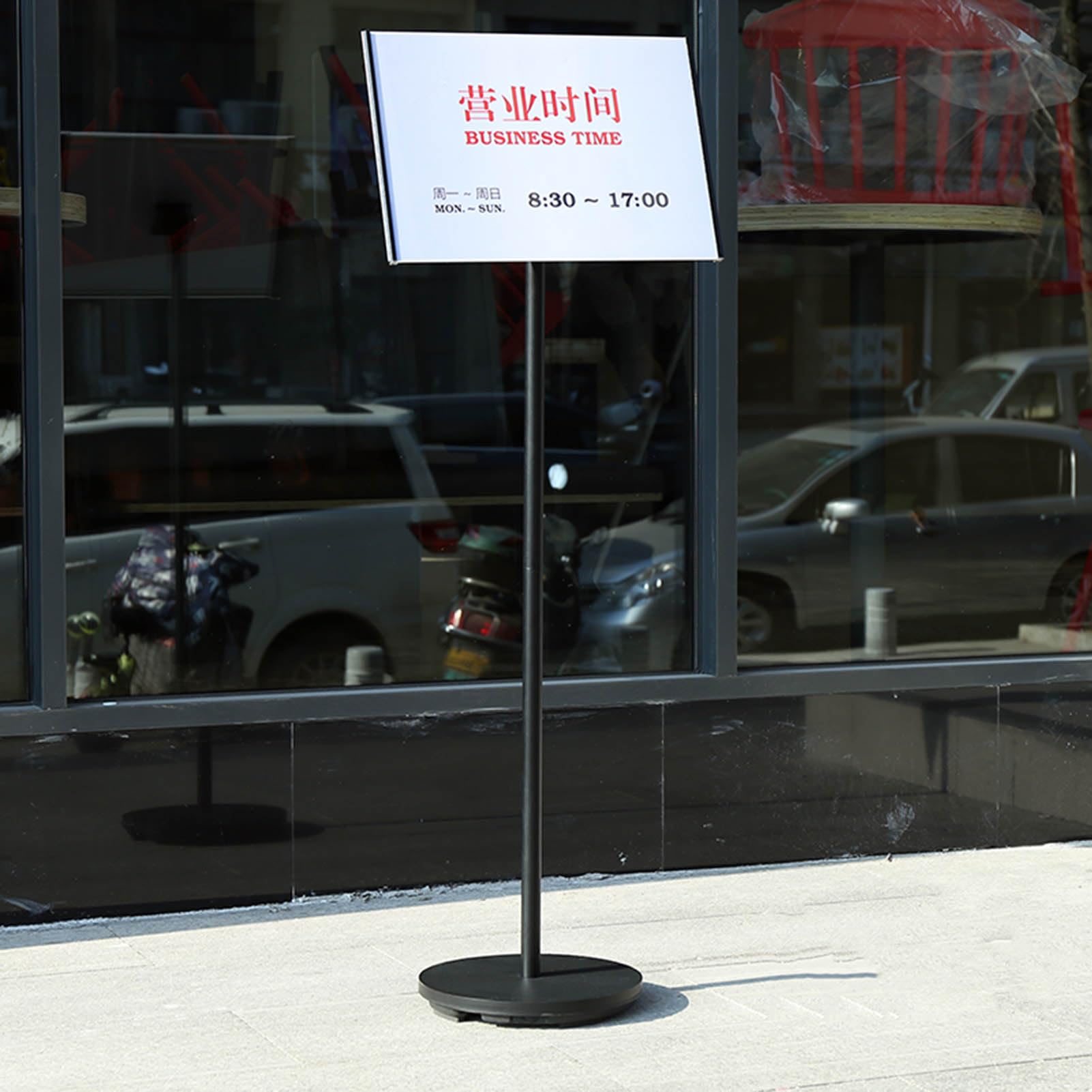 Soporte para Carteles, Vallas publicitarias portátiles, Soporte para letreros de Piso, Base Ajustable para hoteles, centros comerciales (A3 Black)