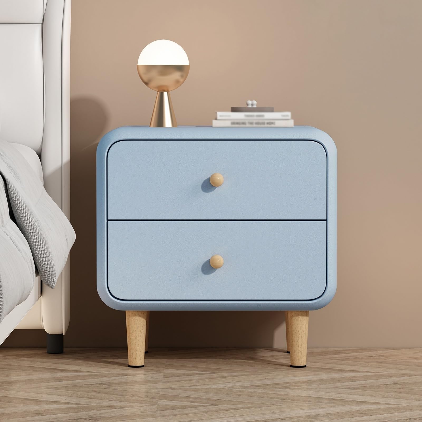 FYIYIEW bedside table, No Installation Required Arc Corner Design To Prevent Bumps(Blue,45cm/17.7in)