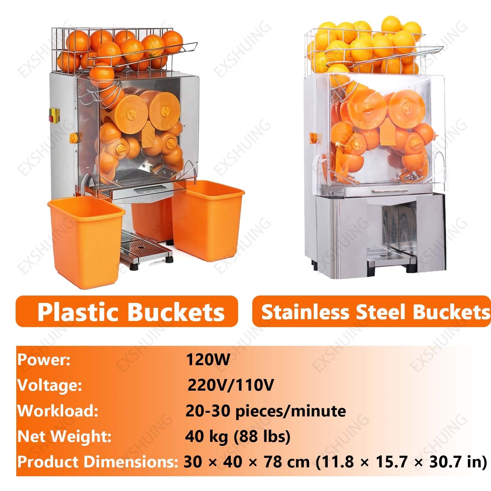Exprimidor Automático Comercial De Frutas Y Cítricos, Eléctrico, De Acero Inoxidable, Con Un Rendimiento Del 40-50%, Capaz De Extraer 30 Naranjas Por Minuto