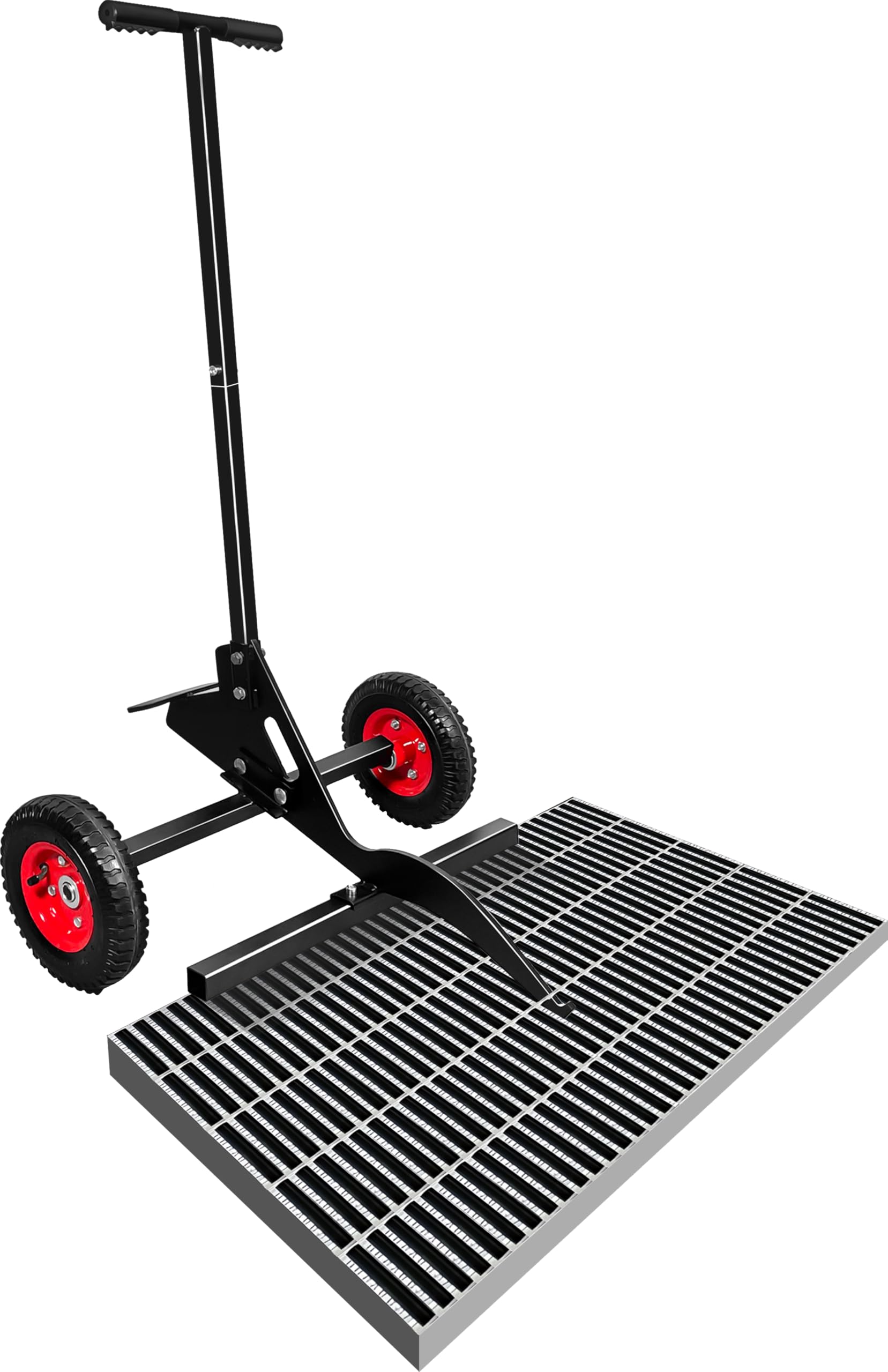 KUNZER 7GRK01 Gitterrostkarre, Luftreifen, Transportkarre, Lackierkabine | 110x66x63 cm, für Bodenroste, Werkstätten, Bedienstange, Werkstattbetrieb, Eigengewicht
