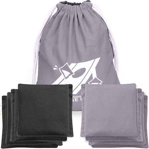 Cornhole Bags Set-Premium All Weather Resistant Duckcloth Corn Hole Bags Set of 8 for Cornhole Bean Bag Toss Games Cornhole Outdoor games -Regulation Size & Weight-Includes Tote Bags