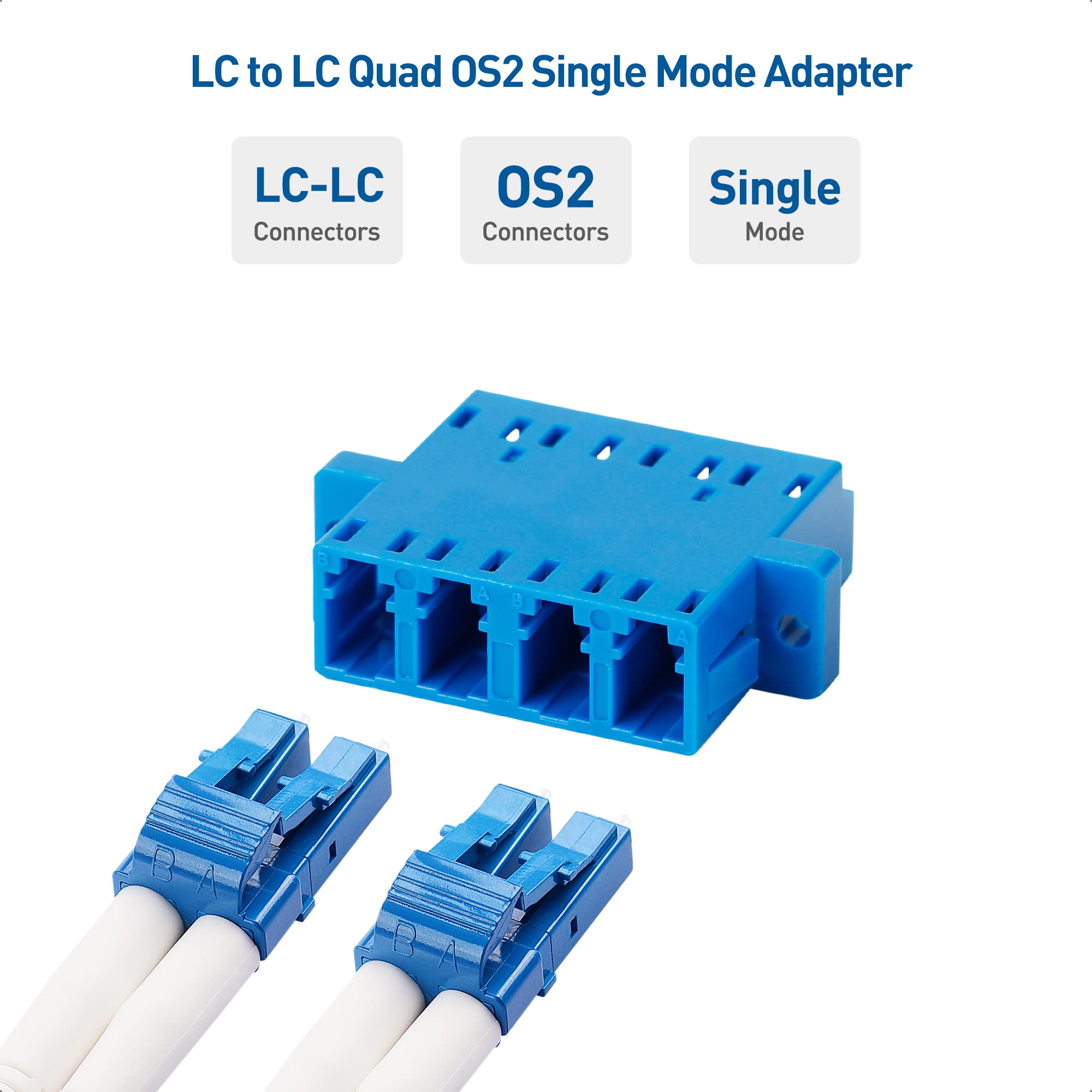 Cable Matters Lot de 6 adaptateurs fibre optique LC vers LC UPC Quad OS2, coupleur de fibre optique OS2 LC