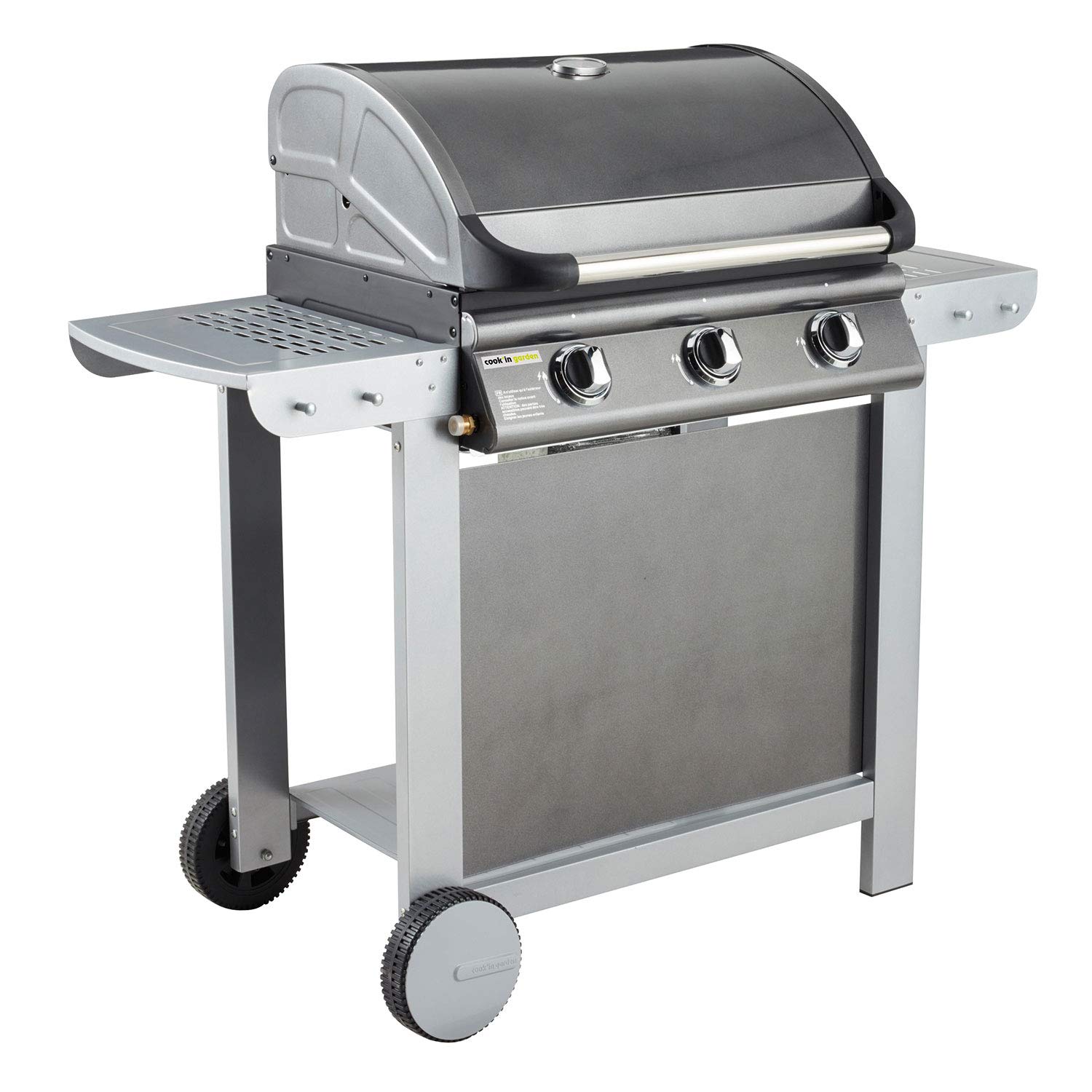 Cook' in Garden Barbecue Gas combinata a Coperchio Fiesta 3 Argento 81,5 x 51,5 x 29 cm am007t