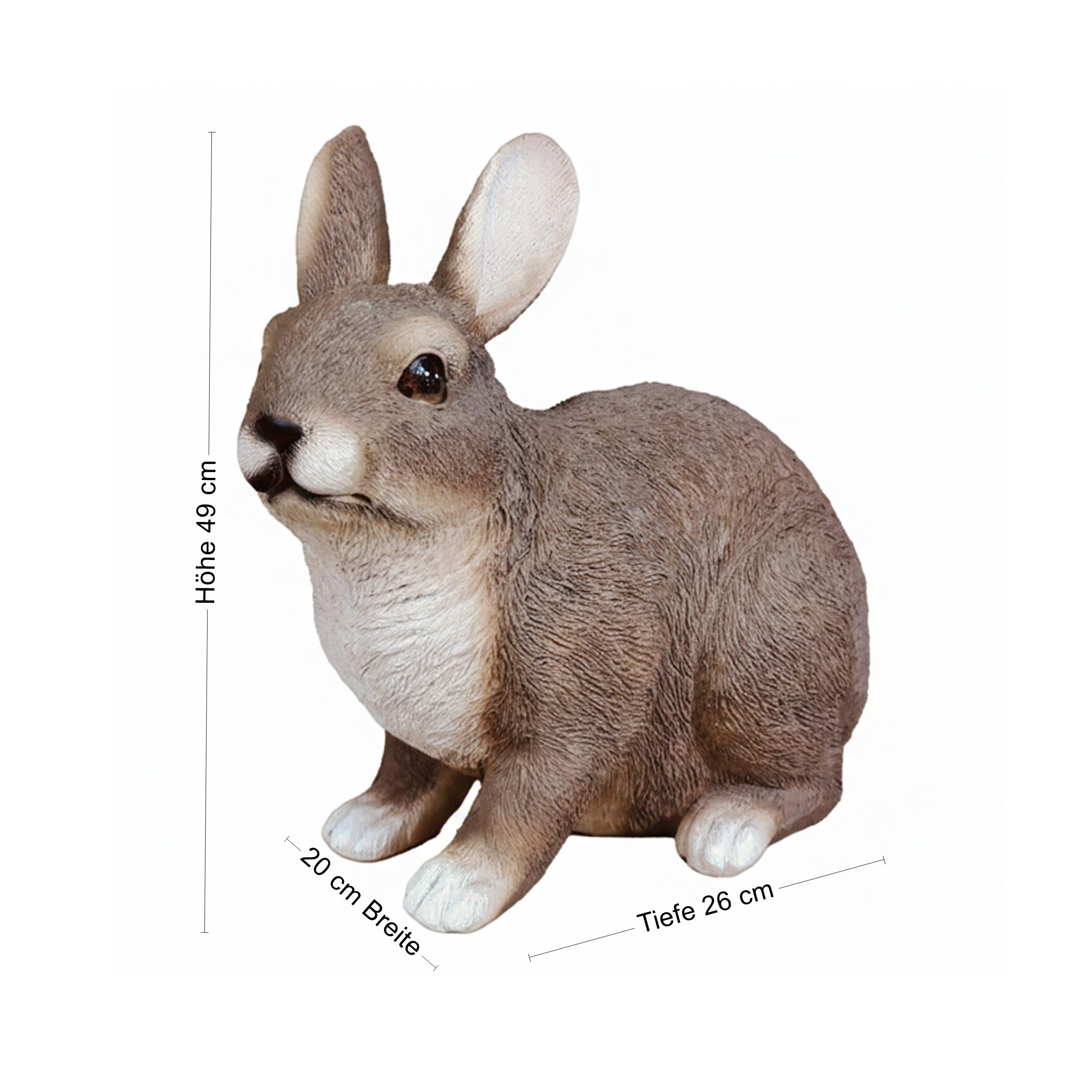 colourliving Deko Hase Figur Gartenfigur Hase stehend realistische Hasenfigur als Osterdeko und Frühlingsdeko für Garten, Terrasse und Zuhause (braun sitzend groß)